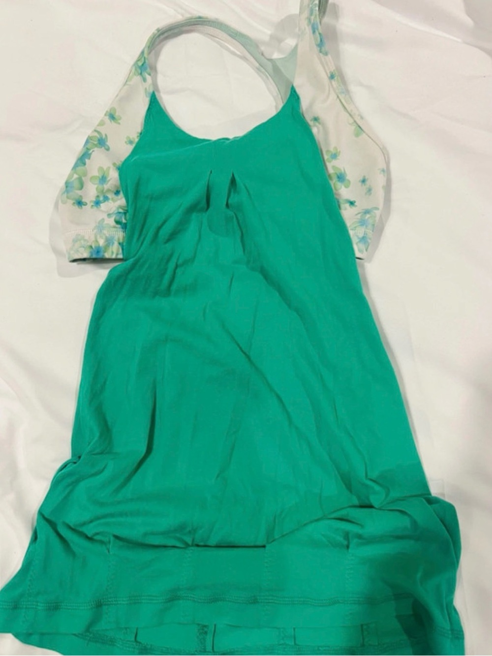 lululemon athletica Green Tank with Floral Built in bra